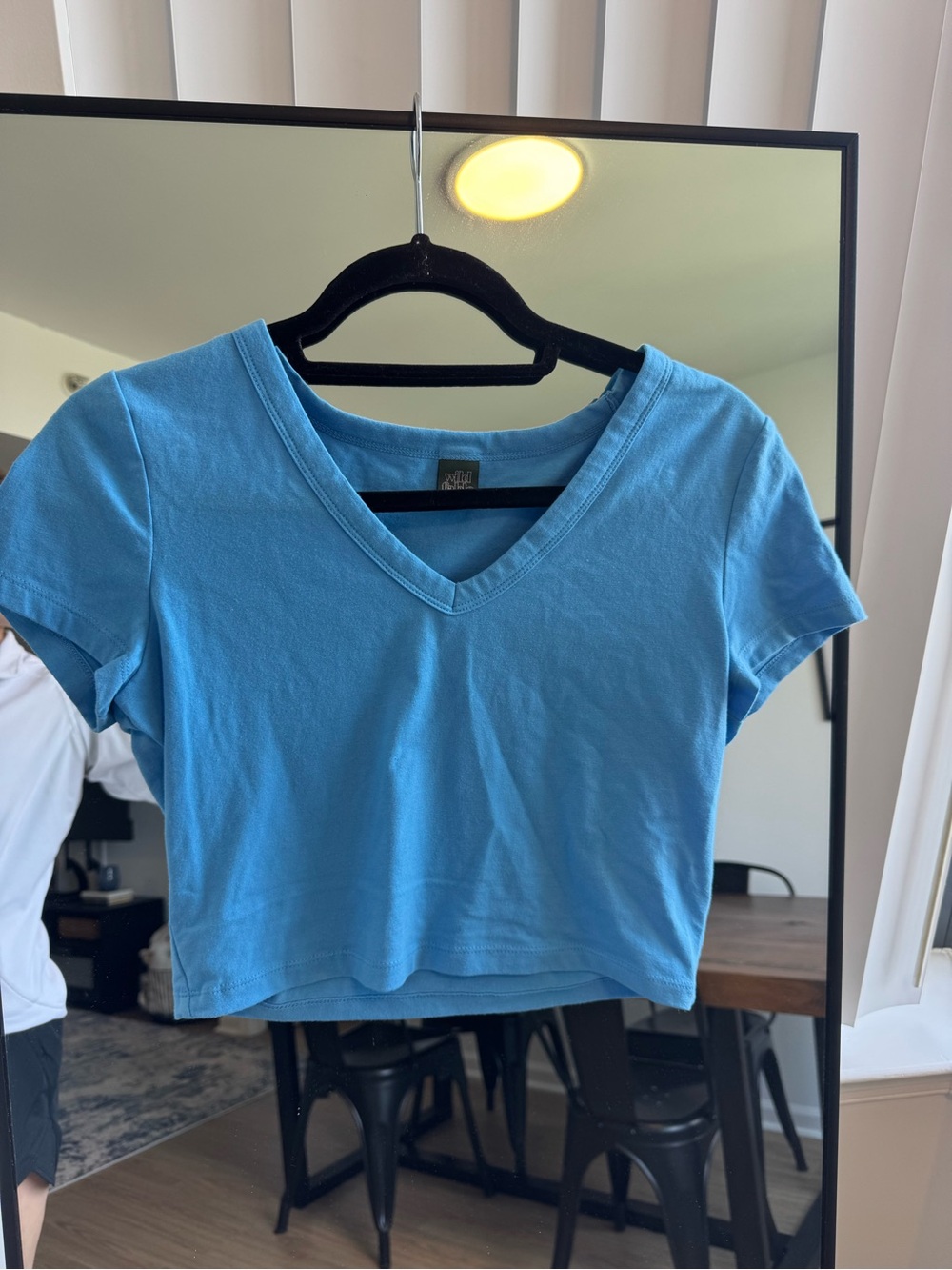 Wild Fable Sky Blue V-Neck Short Sleeve Crop Top - Women